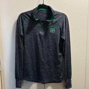 Notre Dame Gray and Green Quarter-Zip Pullover